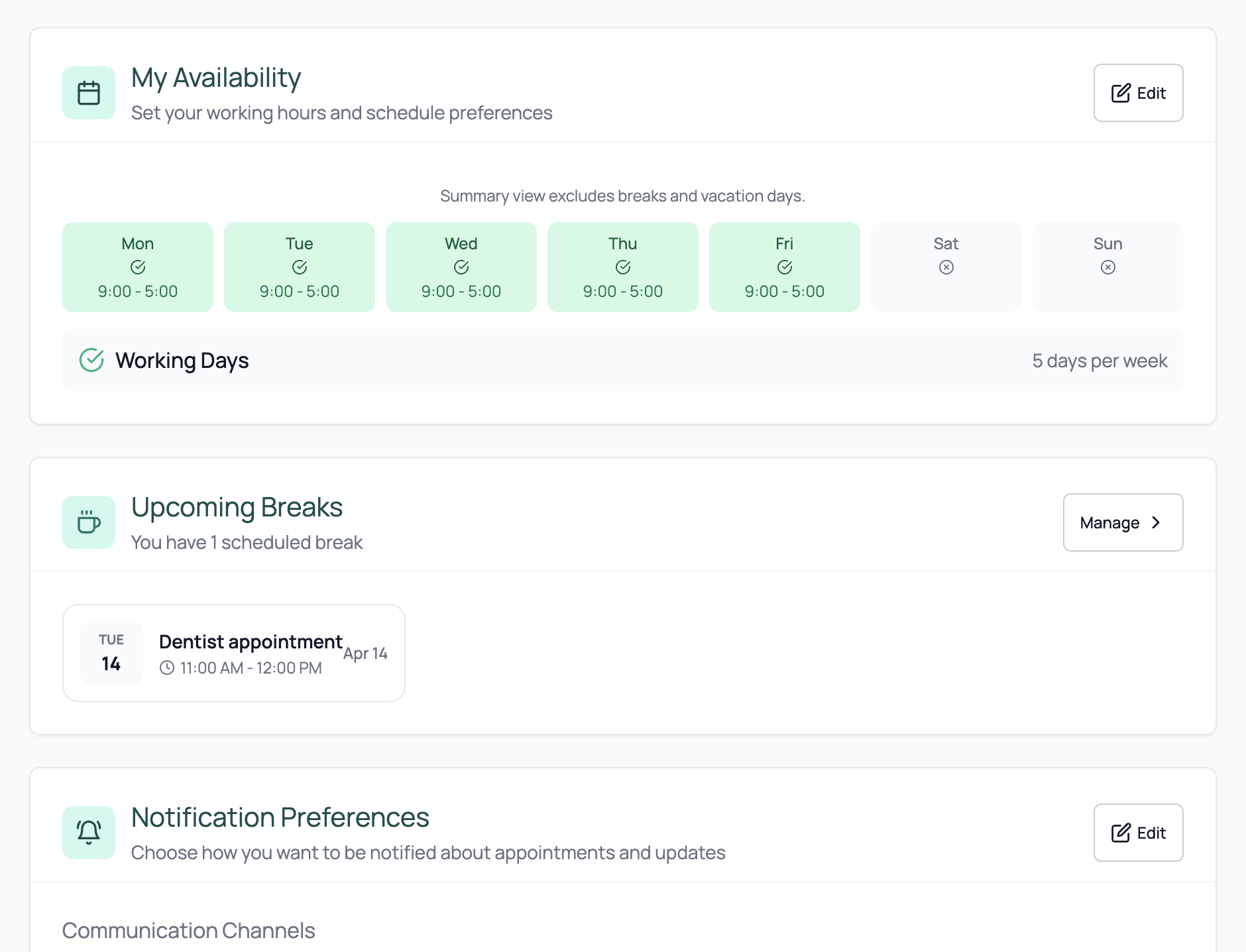 Let staff set custom availability