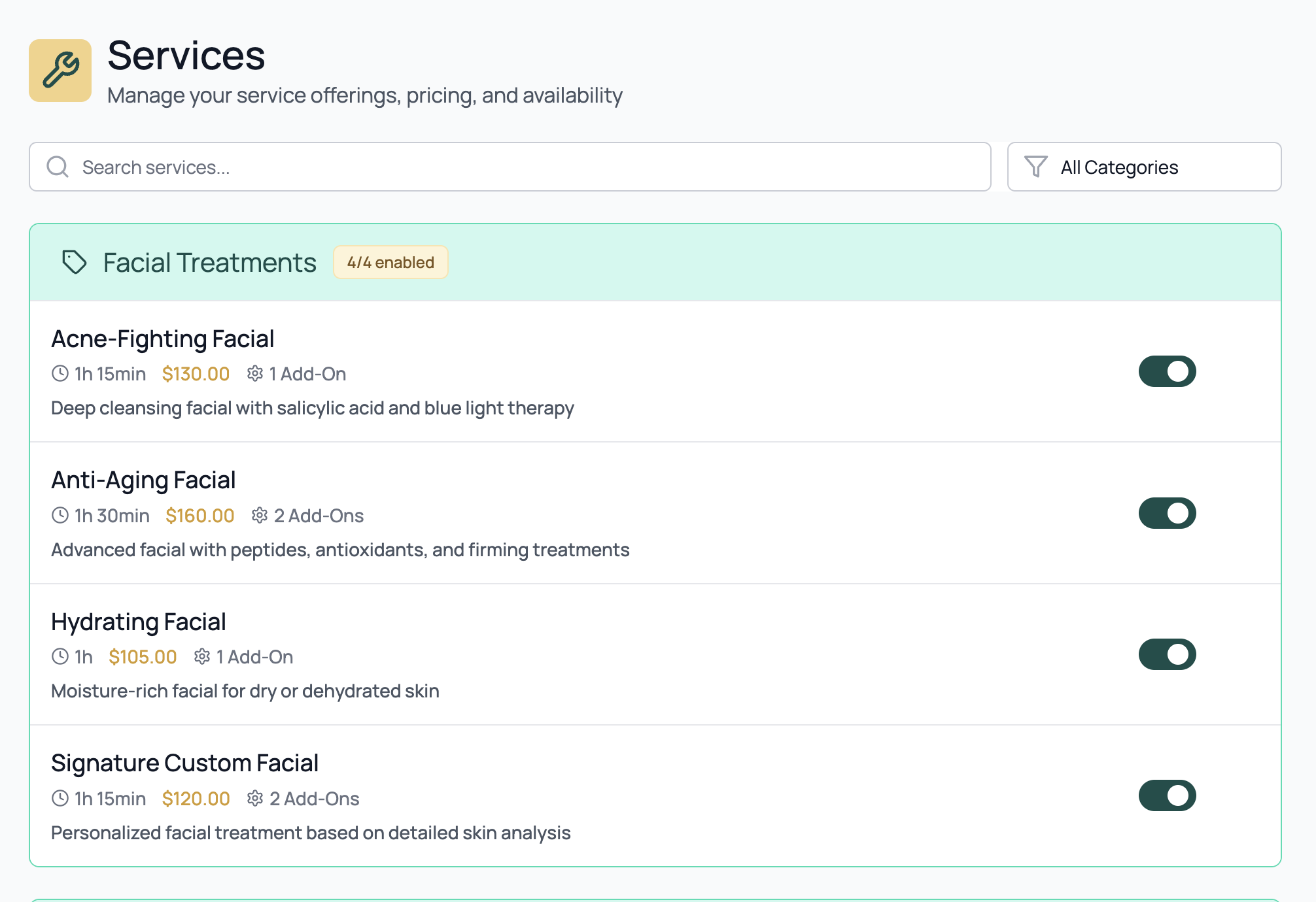 Customizable service pricing