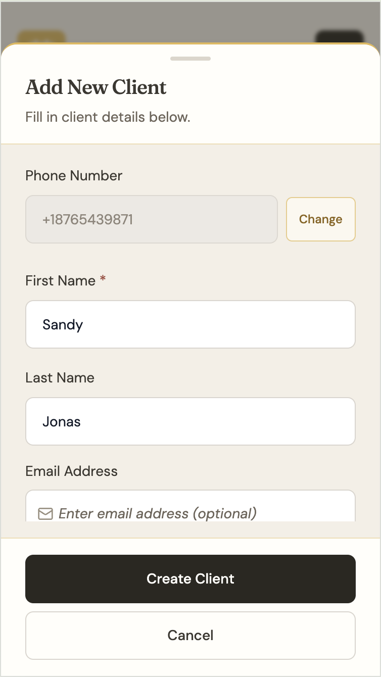 Add a new client to the salon database