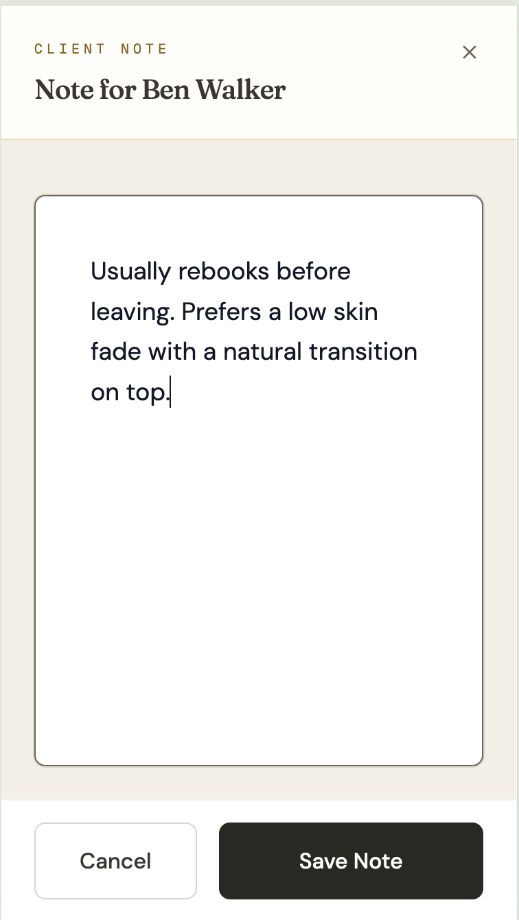 Add a note to a client profile