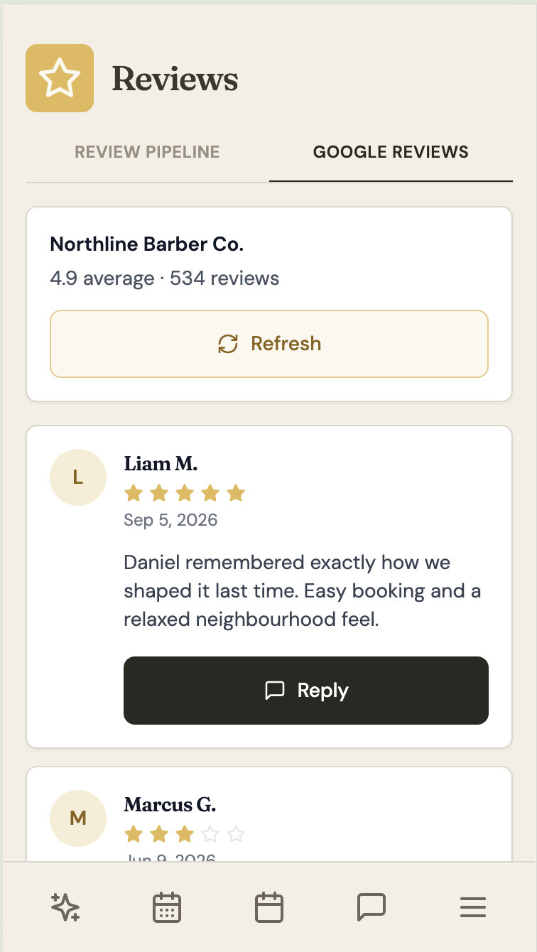 A real five-star Google review left by a client