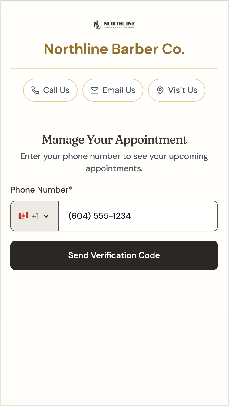 Client securely accesses their appointments using their phone number