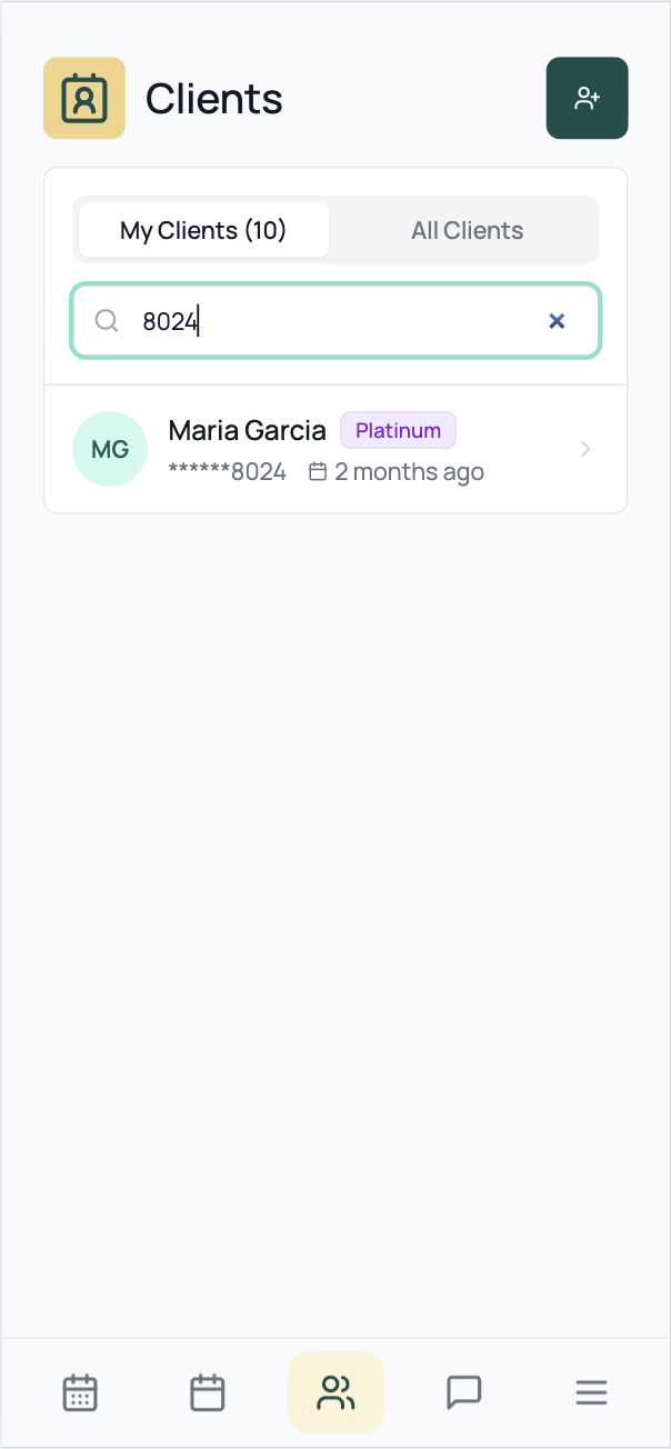 Comprehensive client profile showing contact details and quick actions